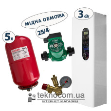 Комплект електрокотла Neon Classic 3 кВт + насос 25/4 (мідь) + бачок 5 л + група безпеки Комплект електрокотла Neon Classic 3 кВт + насос 25/4 (мідь) + бачок 5 л + група безпеки