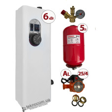 Комплект електрокотла Neon Mini 6 кВт + насос 25/4 (алюм.) + бачок 5 л + група безпеки Комплект електрокотла Neon Mini 6 кВт + насос 25/4 (алюм.) + бачок 5 л + група безпеки